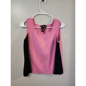 J.A.C. Women's Tank Top Size Large Pink Black Color Block Square Neck
